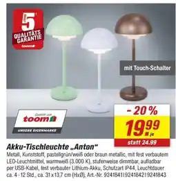 toom Baumarkt Akku-Tischleuchte,,Anton" Angebot