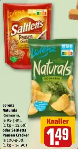 REWE Lorenz Naturals oder Saltletts Pausen Cracker Angebot