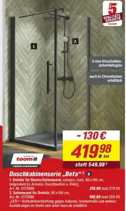 toom Baumarkt Duschkabinenserie „,Beta" Angebot