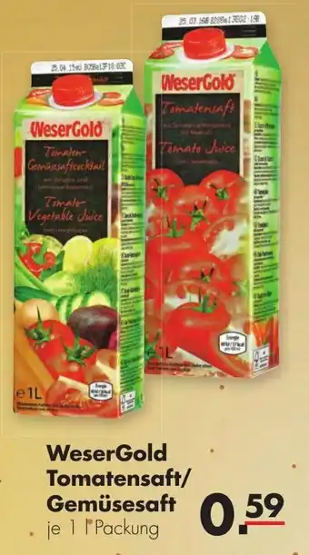 Handelshof WeserGold Tomatensaft/Gemüsesaft 1L Angebot