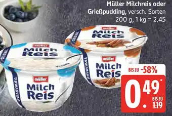 Marktkauf müller Milchreis oder Grießpudding Angebot