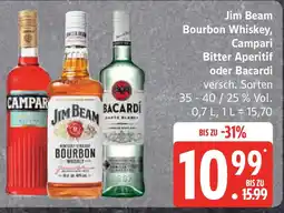 Marktkauf Jim Beam Bourbon Whiskey, Campari Bitter Aperitif oder Bacardi Angebot