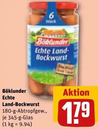 REWE Böklunder Echte Land-Bockwurst Angebot