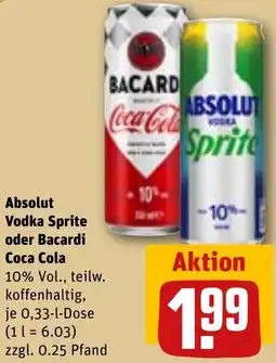 REWE Absolut Vodka Sprite oder Bacardi Coca Cola Angebot