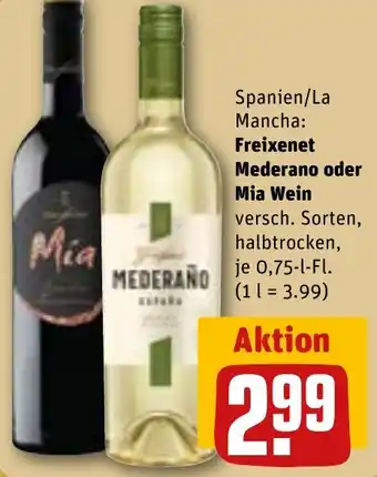 REWE Freixenet Mederano oder Mia Wein Angebot