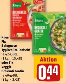 REWE Knorr Fix Bolognese Typisch Italienisch! oder Fix Veggie Brokkoli Gratin Angebot