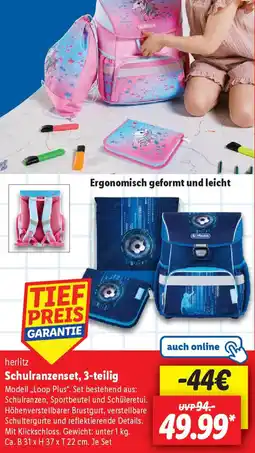 Lidl Herlitz Schulranzenset, 3-teilig Angebot