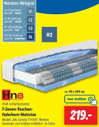 Lidl Hn8 schlafsysteme 7-Zonen-Taschenfederkern-Matratze Angebot