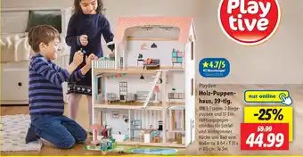 Lidl Playtive Holz-Puppenhaus, 39-tlg. Angebot