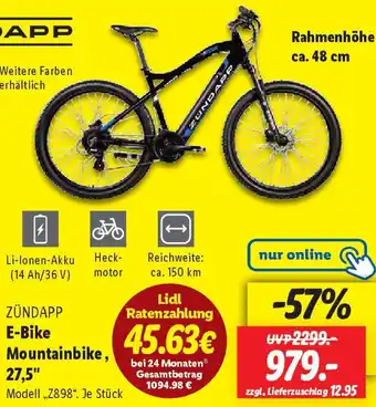 Lidl ZÜNDAPP E-Bike Mountainbike, 27,5" Angebot