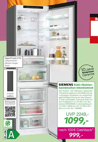 EP SIEMENS Kühl-/Gefrierkombination MK69KGNXAB Angebot