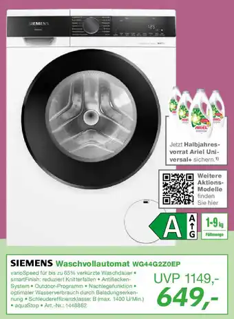 EP SIEMENS Waschvollautomat WG44G2Z0EP Angebot