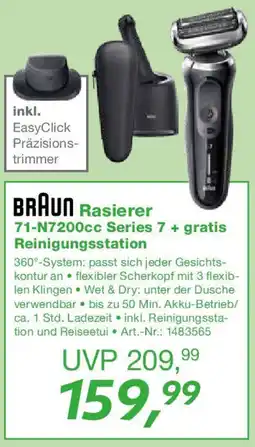 EP BRAUN Rasierer 71-N7200cc Series 7 + gratis Reinigungsstation Angebot