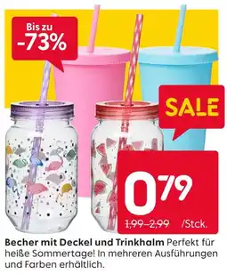Rusta Becher mit deckel und trinkhalm Angebot
