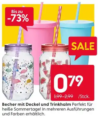 Rusta Becher mit deckel und trinkhalm Angebot