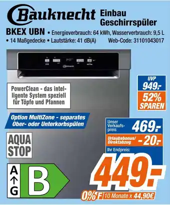 Expert Bauknecht einbau geschirrspüler Angebot