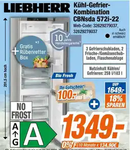 Expert Liebherr kühl-gefrier-kombination cbnsda 572i-22 Angebot