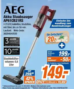 Expert Aeg akku staubsauger ap61cb21rs Angebot