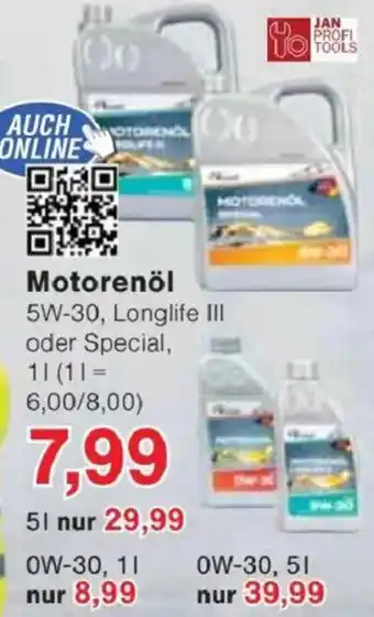 Jawoll JAN PROFI TOOLS Motorenöl Angebot
