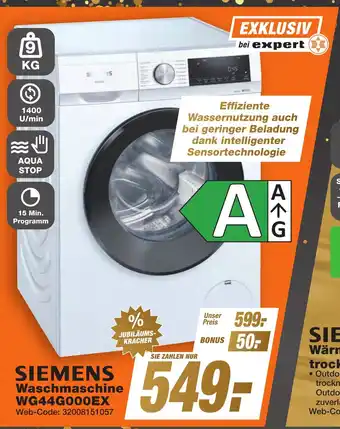 K+B Expert SIEMENS Waschmaschine WG44G000EX Angebot