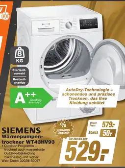 K+B Expert SIEMENS Wärmepumpentrockner WT43HV93 Angebot