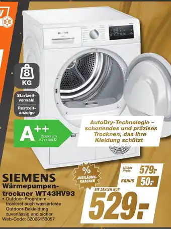 K+B Expert SIEMENS Wärmepumpentrockner WT43HV93 Angebot