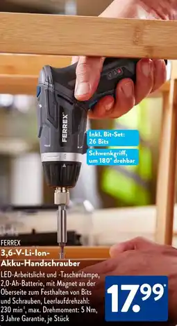 Aldi Süd FERREX 3,6-V-Li-Ion Akku-Handschrauber Angebot