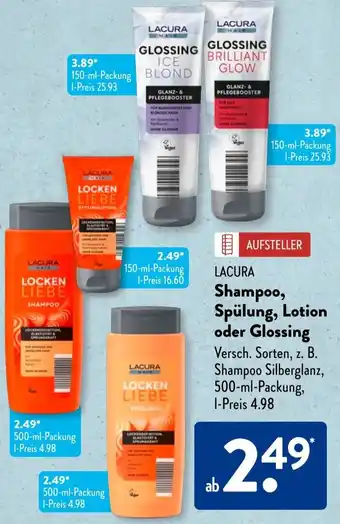Aldi Süd LACURA Shampoo, Spülung, Lotion oder Glossing Angebot