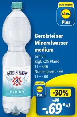 Lidl Gerolsteiner Mineralwasser medium Angebot