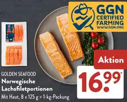 Aldi Süd GOLDEN SEAFOOD Norwegische Lachsfiletportionen Angebot