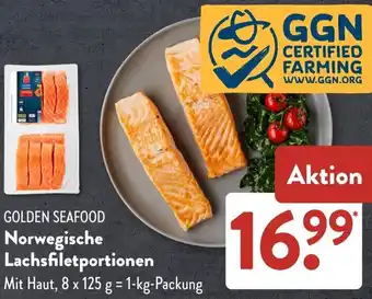 Aldi Süd GOLDEN SEAFOOD Norwegische Lachsfiletportionen Angebot