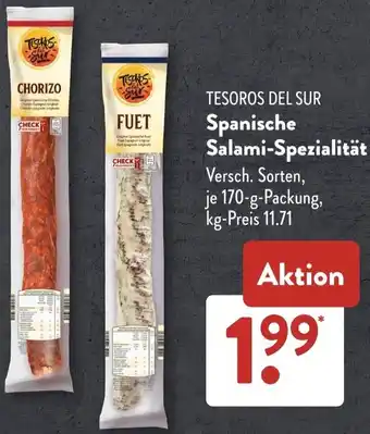 Aldi Süd TESOROS DEL SUR Spanische Salami-Spezialität Angebot