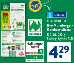 Aldi Süd NUR NUR NATUR Bio-Nürnberger Rostbratwürste Angebot