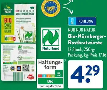 Aldi Süd NUR NUR NATUR Bio-Nürnberger Rostbratwürste Angebot