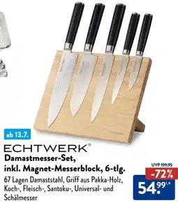 Aldi Süd ECHTWERK Damastmesser-Set, inkl. Magnet-Messerblock, 6-tlg. Angebot