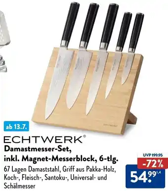 Aldi Süd ECHTWERK Damastmesser-Set, inkl. Magnet-Messerblock, 6-tlg. Angebot