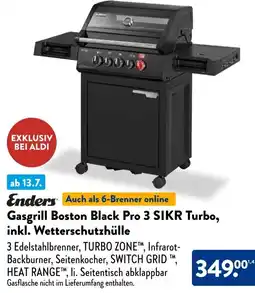 Aldi Süd Enders Gasgrill Boston Black Pro 3 SIKR Turbo, inkl. Wetterschutzhülle Angebot