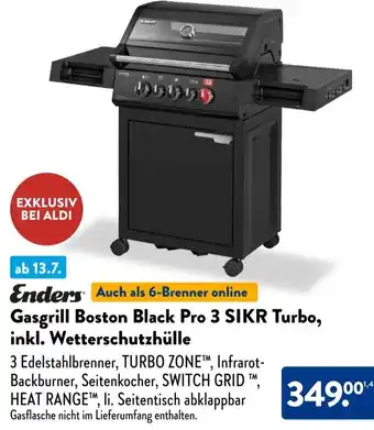 Aldi Süd Enders Gasgrill Boston Black Pro 3 SIKR Turbo, inkl. Wetterschutzhülle Angebot