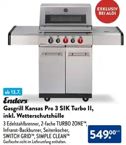 Aldi Süd Enders Gasgrill Kansas Pro 3 SIK Turbo II, inkl. Wetterschutzhülle Angebot