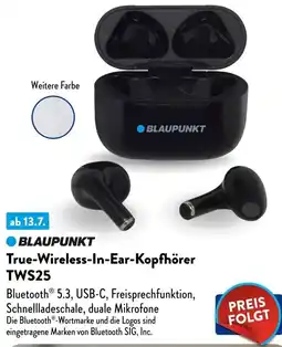 Aldi Süd BLAUPUNKT True-Wireless-In-Ear-Kopfhörer TWS25 Angebot