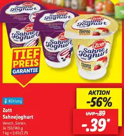 Lidl Zott Sahnejoghurt Angebot