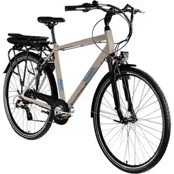 Netto Marken-Discount Zündapp Z807 E Bike 28 Zoll Trekkingrad Herren 155 - 185 cm Elektrofahrrad mit 21 Gang beige/grün Angebot