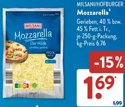 Aldi Süd MILSANI/HOFBURGER Mozzarella Angebot