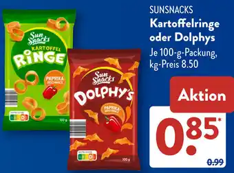 Aldi Süd SUNSNACKS Kartoffelringe oder Dolphys Angebot