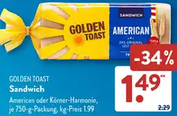 Aldi Süd GOLDEN TOAST Sandwich Angebot