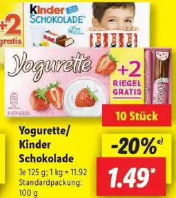 Lidl Yogurette/ Kinder Schokolade Angebot