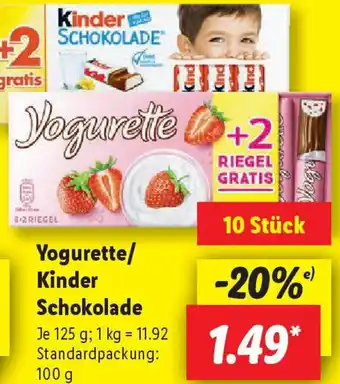 Lidl Yogurette/ Kinder Schokolade Angebot