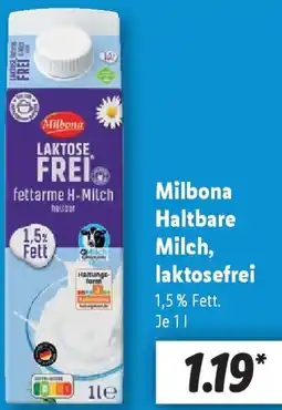 Lidl Milbona Haltbare Milch, laktosefrei Angebot