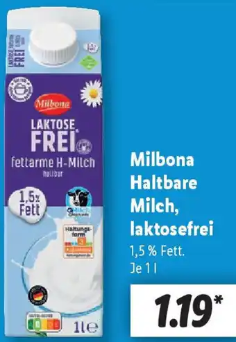 Lidl Milbona Haltbare Milch, laktosefrei Angebot