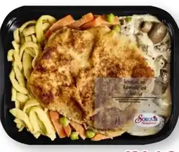 Scheck-in-Center Scheck-in Manufaktur Schnitzel mit Pilzrahmsoße und Spätzle Angebot